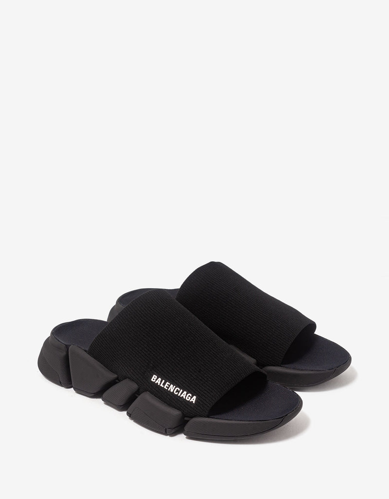 Balenciaga Womens Asymmetric Pool Slide Black White Sandals In White Black  Black  ModeSens